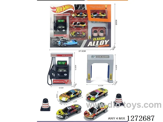 Gas Station Set (4 free wheel alloy cars)