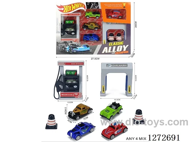 Gas Station Set (4 free wheel alloy cars)