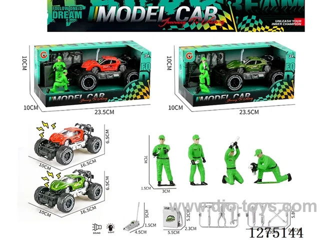 Small inertia car with light + mechanic + tools included AG13*3