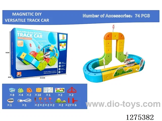 74PCS Magnetic DIY Transformable Track Car