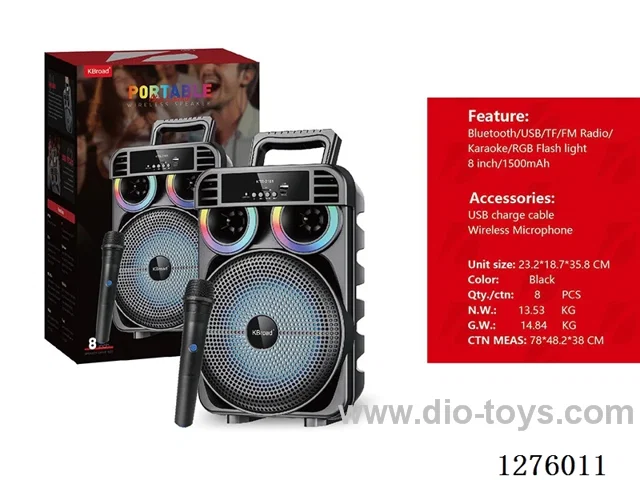 Audio - Single 8-inch Speaker, Charging Cable, Wireless Microphone