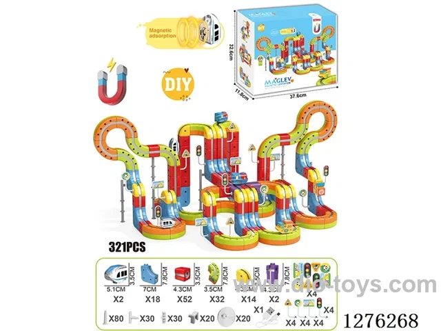 321PCS DIY Magnetic Levitation Track (Dual Locomotives) included battery