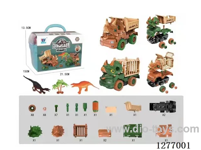 2-in-1 DIY Build-and-Disassemble Inertia Dinosaur Car 2 colors