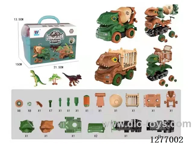 2-in-1 DIY Build-and-Disassemble Inertia Dinosaur Car 2 colors
