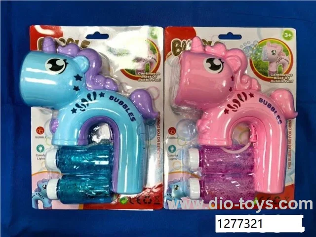 10 holes Electric Unicorn Bubble Gun Toy in blister card