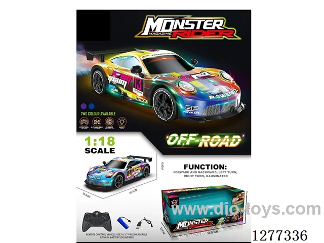 1:18 5ch 27MHZ RC car with light/spray included battery
