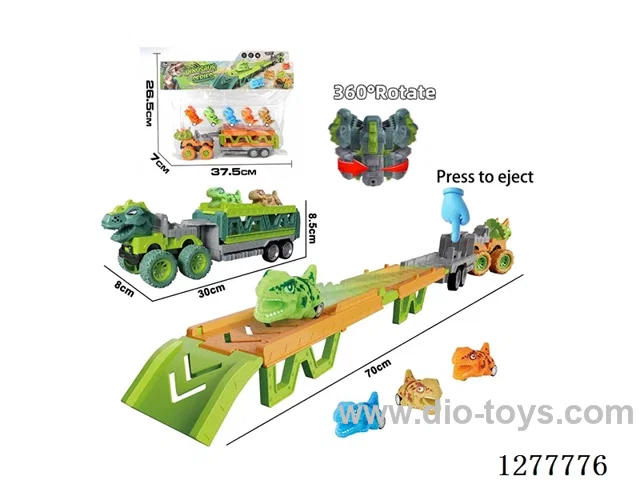 Multifunctional Transformable Storage Inertia Launch Dinosaur Car with 5 pull back dinosaur cars 2 mixed