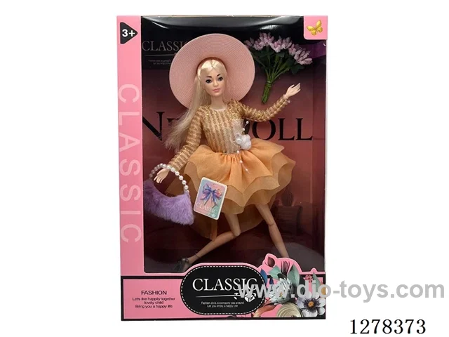 11.5-inch 11-Joint Barbie Doll with Hat, Bag, Bouquet, and Shoes