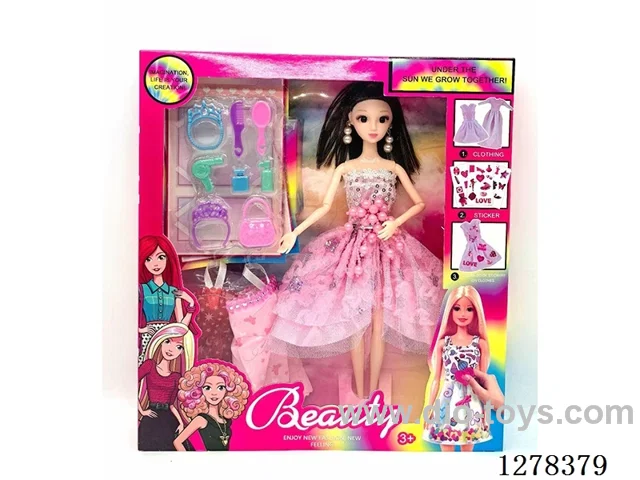 11-inch doll Solid-Body Hollow-Leg 9-Joint Doll with Accessories, 2 Hanging Outfits (Assorted Styles)