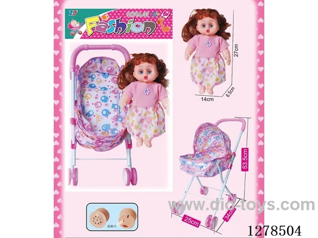 Round Metal Push Cart + doll with IC