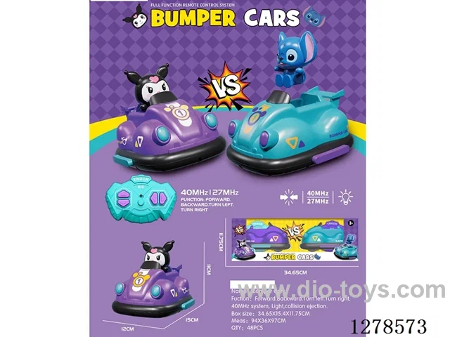 4ch rc Bumper Cars with Lights (Includes 2 x 3.7V 500mAh Lithium Batteries + USB Cables; 1 x 27MHz, 1 x 40MHz)