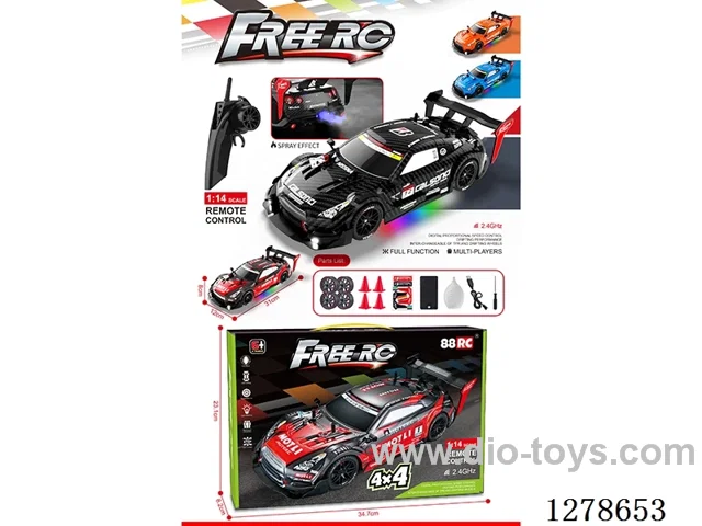 1/14 2.4G 4ch 4WD RC car with spray included battery