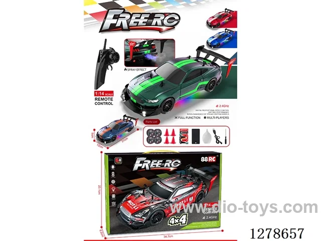 1/14 2.4G 4ch 4WD RC car with spray included battery