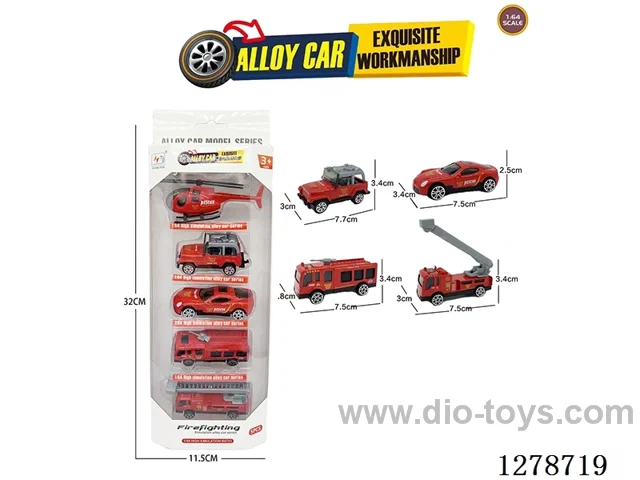 Free Wheel Alloy: 1 Airplane and 4 Fire Trucks