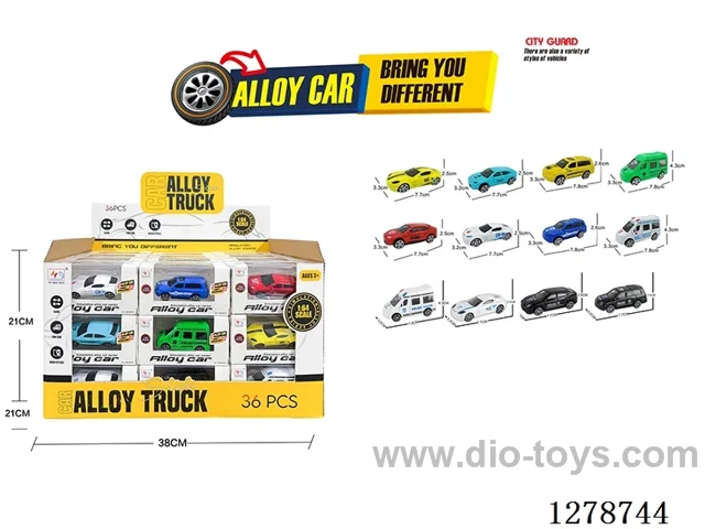 free wheel alloy car 36PCS