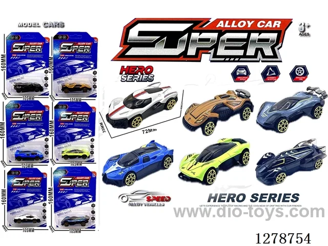 free wheel alloy car 6PCS