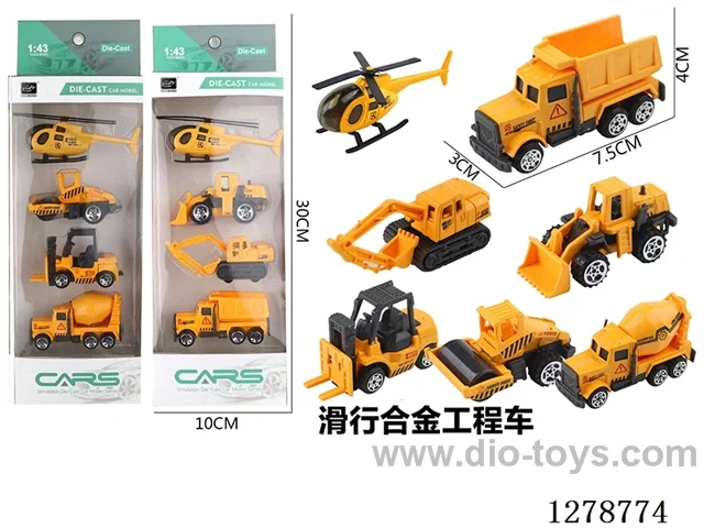 Free Wheel Alloy: 6 Construction Vehicles and 2 Airplanes