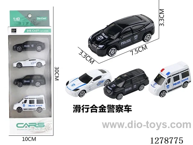 Free Wheel Alloy: 4 Police Cars