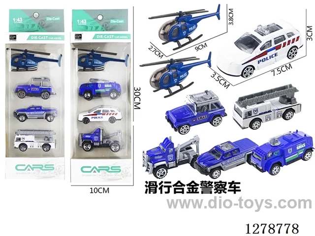 Free Wheel Alloy: 2 Airplanes and 6 Police Cars