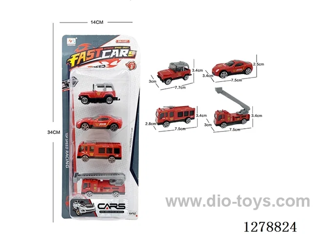 free wheel alloy car 4PCS