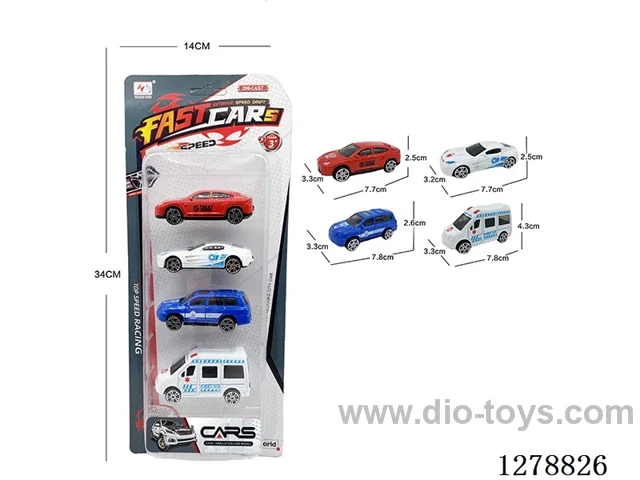 free wheel alloy car 4PCS