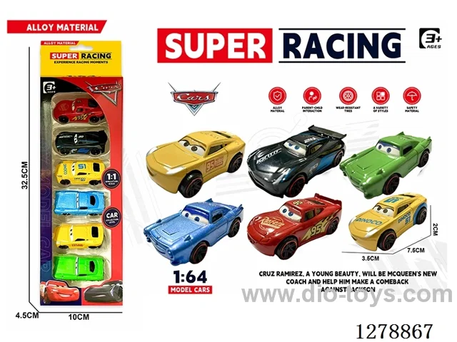 free wheel alloy car 6PCS