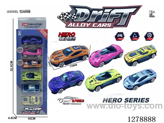 free wheel alloy car 6PCS