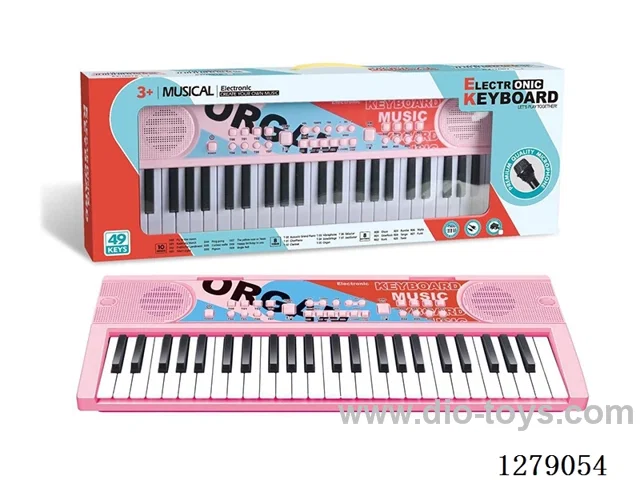 49-key pink electronic keyboard with microphone+USB cable