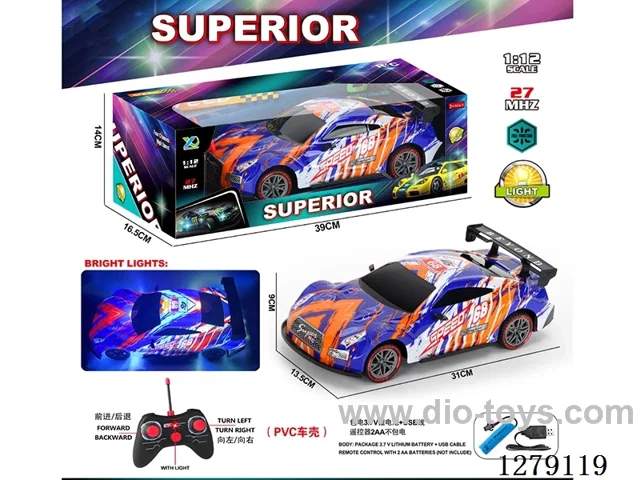 1:12 4ch rc car with light included battery