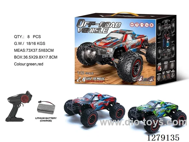 2.4G 4ch 1:12 Alloy 4WD Nylon High-Speed RC Car with Pistol-Grip Remote Control
