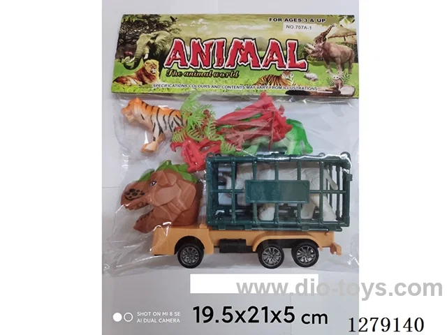 pull back dinosaur car + animal set 2 mixed
