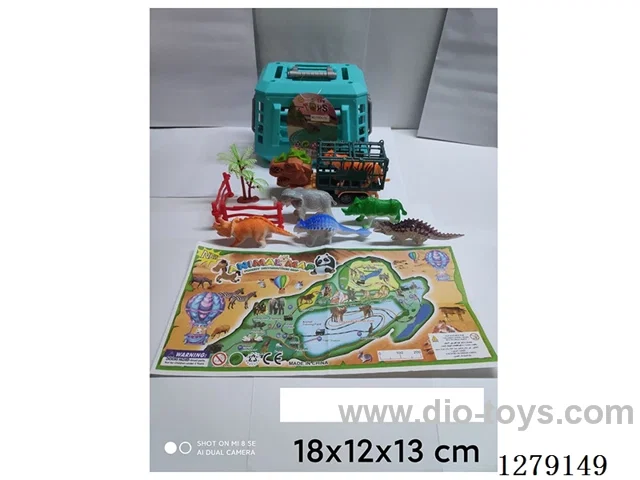 pull back dinosaur car + animal/dinosaur set 2 mixed