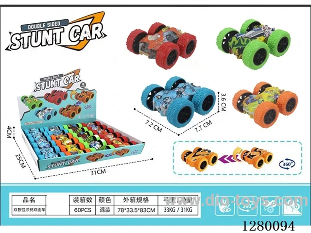 4 mixed Graffiti Inertia Double-Sided Cars 12PCS