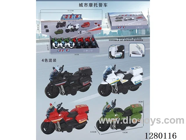 City Motorcycle Inertia Police Car Model (4 mixed) 12PCS