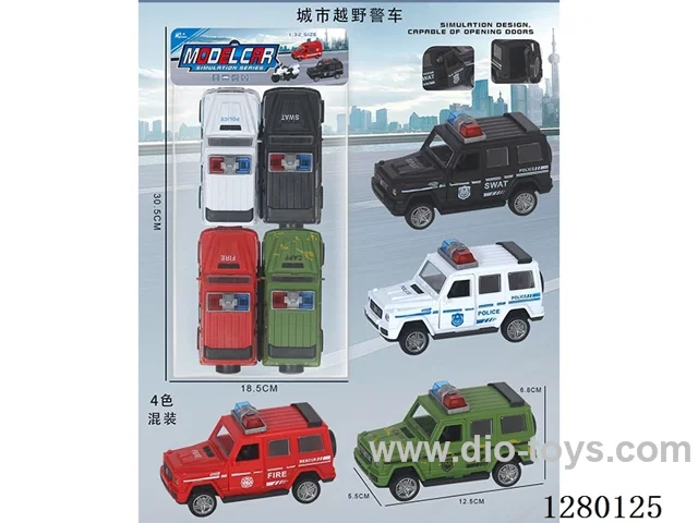 Urban Off-Road Police Inertia Model Car (Openable Doors) 4 Colors (12-Pack)