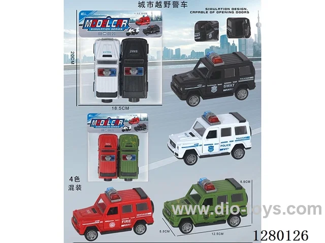 Urban Off-Road Police Inertia Model Car (Openable Doors) 4 Colors (12-Pack)