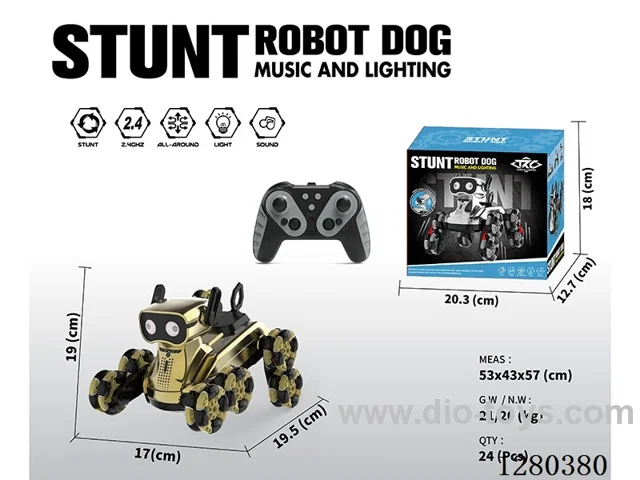 2.4G RC Stunt Robot Dog (Yellow) (Forward/Left/Right) (Battery Included)