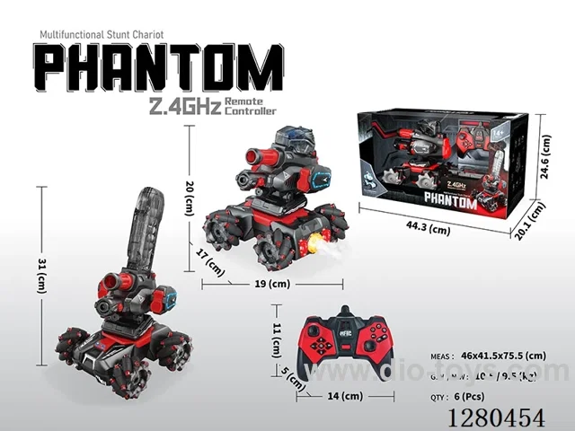 2.4G RC Multi-Function Stunt Car (Black/Red) W L/M/spray, Battery Included