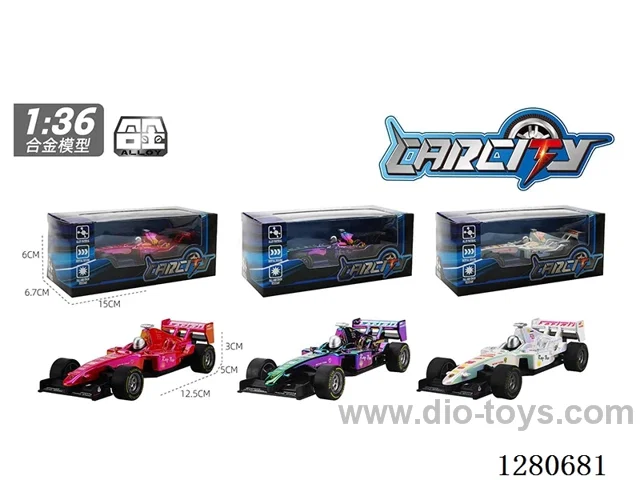 1:36 Die-Cast Pull Back Ferrari Race Car - 3 colors