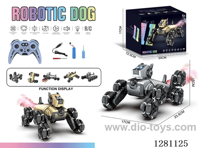 11ch Transforming rc dog W L/M/spray included battery