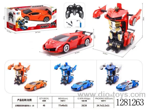 1:18 Lamborghini Transformable Remote Control Car (Includes 3.7V lithium battery, USB charging cable, remote control 2AA not included)