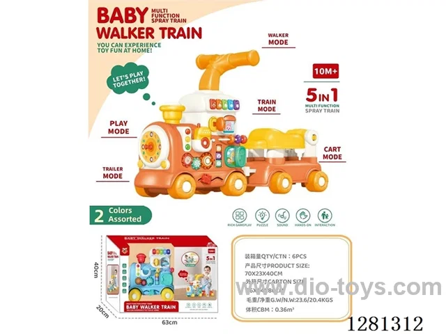 5-in-1 Multifunctional Spray Early Learning Toy Train (Red/Blue)