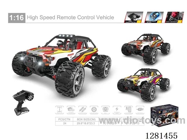 1:16 Scale High-Speed Car with 390 Brushed Motor (Includes Battery)