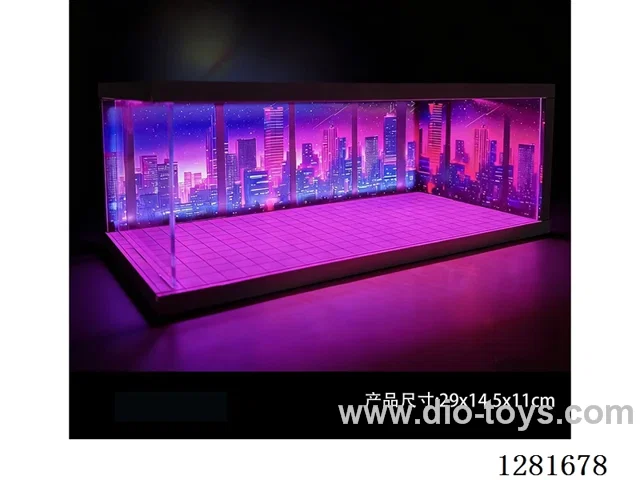 1:64 Model Car Garage Scene Parking Lot Neon Light Edition (Assembly Kit)
