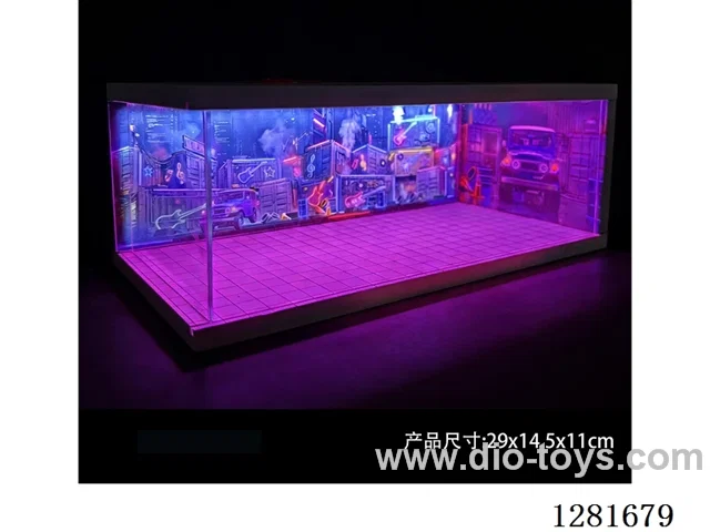 1:64 Model Car Garage Scene Parking Lot Neon Light Edition (Assembly Kit)