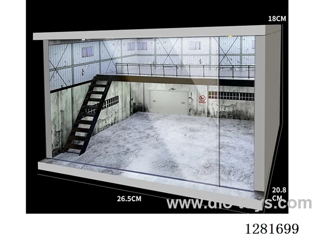Realistic Dustproof Two-Story Garage with Lights (Compatible with 1/64, 1/43, 1/36, and 1/32 Scale Car Models)