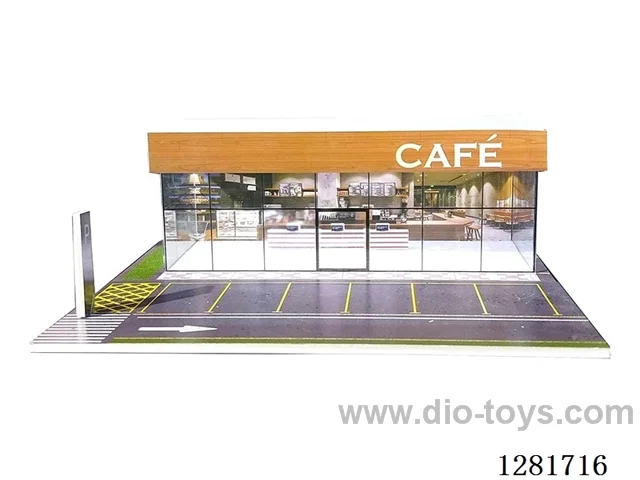 1:64 Coffee Shop Model Scene Car Display and Storage