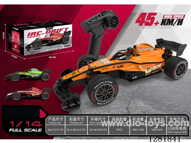 1:14 2.4G Brushed Full-Scale F1 High-Speed Car with Lights included battery
