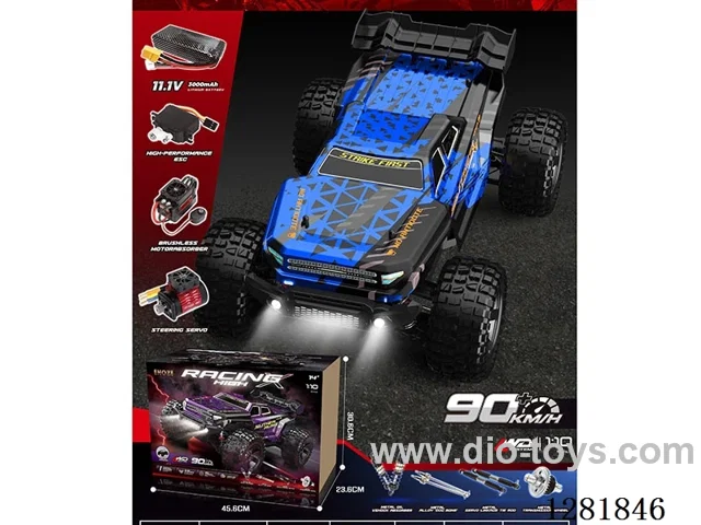 1:10 2.4G Brushless Full-Scale Speed Car - Premium Edition with Lights included battery