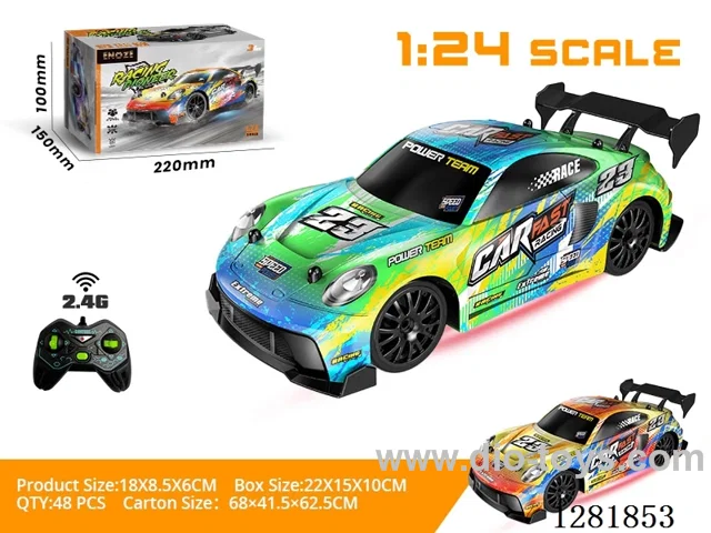1:24 Drift Racing Car with Lights (2.4G - Battery Not Included) Green / Orange